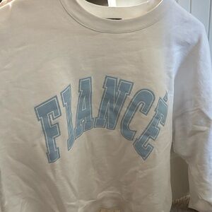 The Bar White Sweater with Blue Fiancé Sweatshirt